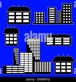 Différents types de maisons et immeubles - Vector Illustration Illustration de Vecteur