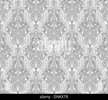 Illustration d'un réseau complexe de répéter à bords jointifs transparente motif Motif vintage Art Nouveau Illustration de Vecteur