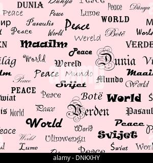 La paix . Fond d'écran transparent avec le mot paix dans différentes langues. Illustration de Vecteur