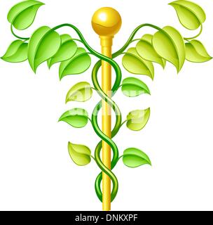 Natural caduceus concept, peut être utilisé pour les produits ou la médecine alternative etc. Illustration de Vecteur