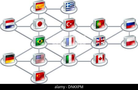 Réseau mondial de concept de liaisons entre différents pays ou d'une équipe internationale Illustration de Vecteur
