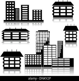 Différents types de maisons et immeubles - Vector Illustration Illustration de Vecteur