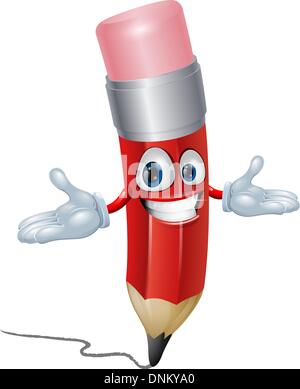 Illustration d'un amusement heureux personnage crayon dimensions and smiling Illustration de Vecteur