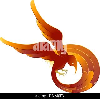 Un vecteur illustration d'un oiseau stylisé orange lumineux swooping Illustration de Vecteur