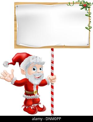 Illustration de Noël du Père Noël tenant un grand panneau Illustration de Vecteur