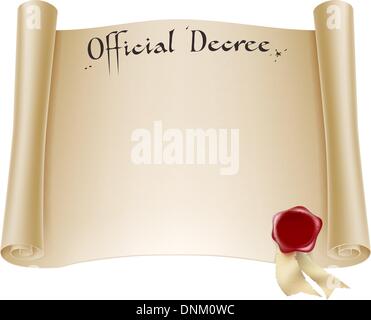 Un élément de conception d'arrière-plan d'un ancien certificat papier historiques faites défiler le document ou un décret avec sceau de cire rouge. Illustration de Vecteur