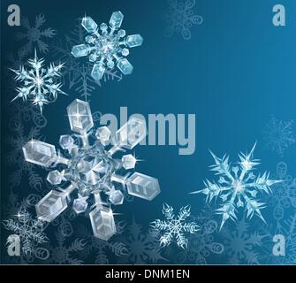 Belle blue snowflake Christmas background avec flocons translucides Illustration de Vecteur