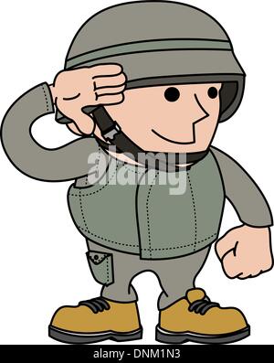 Illustration de male soldier saluting et en vêtements militaires Illustration de Vecteur