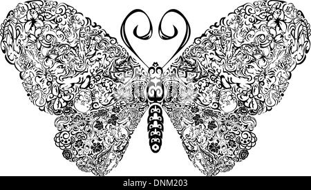 Un papillon avec des motifs complexes sur ses ailes Illustration de Vecteur