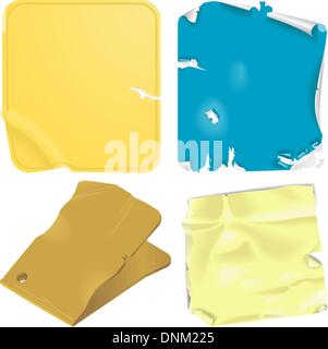 Vector grunge vierge étiquette papier autocollant et éléments de conception Illustration de Vecteur