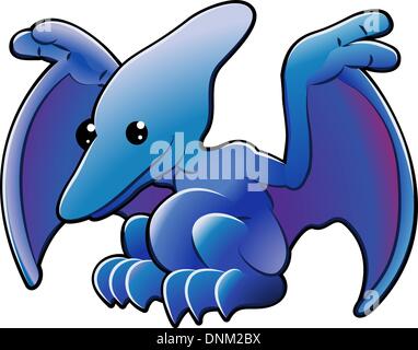 Un vecteur illustration d'un mignon petit dinosaure pteranodon ou ptérodactyle amical Illustration de Vecteur