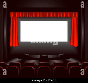 Un écran de cinéma l'éclairage d'une salle de cinéma sombre pour vous de placer ce que vous aimez sur. Mélanges d'ombrage par maille pas Illustration de Vecteur