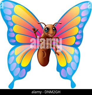 Illustration d'un happy cute cartoon mascot papillon forme Illustration de Vecteur