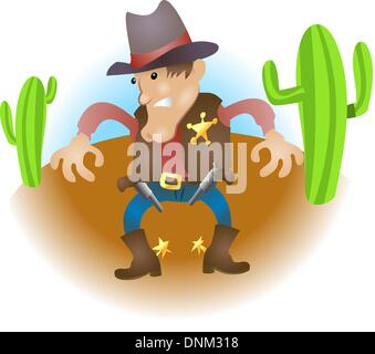 Une illustration d'un cowboy sheriff flingueur Illustration de Vecteur