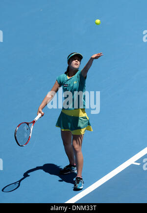 Auckland, Nouvelle-Zélande. 09Th Jan, 2014. Ishizu Sachie du Japon au jour 4 de l'ASB Classic Women's International. ASB Tennis Centre, Auckland : l'action de Crédit Plus Sport/Alamy Live News Banque D'Images