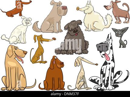 Cartoon Illustration de différents chiens Chiots drôles ou ensemble Illustration de Vecteur