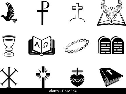 Illustration des signes et symboles religieux du christianisme Illustration de Vecteur
