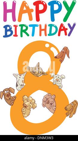 Cartoon illustration design pour le huitième anniversaire Anniversaire Illustration de Vecteur