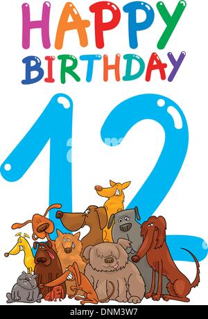 Cartoon illustration design pour le douzième anniversaire Anniversaire Illustration de Vecteur