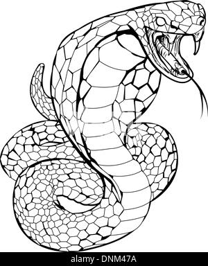 Illustration noir et blanc d'un cobra snake se préparait à attaquer Illustration de Vecteur