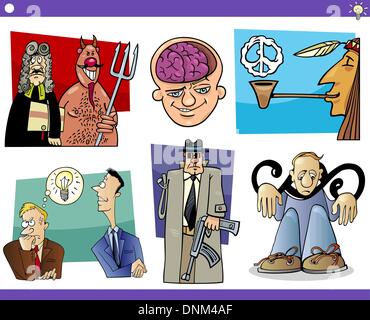 Série de bande dessinée humoristique Illustration concepts ou idées et métaphores avec personnages loufoques Illustration de Vecteur
