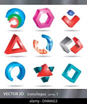 Ensemble d'icônes 3D dessins ou logos de marque pour Illustration de Vecteur