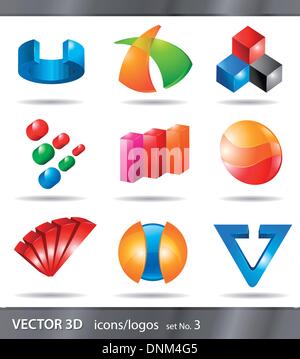 Ensemble d'icônes 3D dessins ou logos de marque pour Illustration de Vecteur