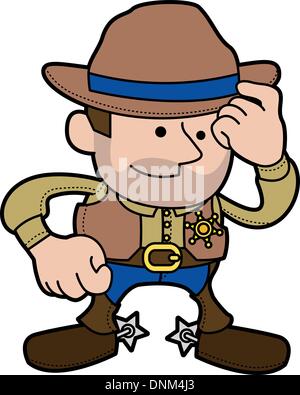 Illustration de l'homme en costume cowboy sheriff ranger et hat Illustration de Vecteur