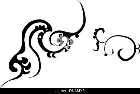 Éléments de conception basée sur les dessins chinois vers 2e siècle BC. Illustration de Vecteur