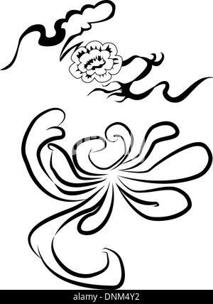 Éléments de conception basée sur les dessins chinois circa 14ème siècle. Illustration de Vecteur