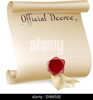 Un élément de conception d'arrière-plan d'une antique papier historiques faites défiler le document ou un décret avec sceau de cire rouge. Illustration de Vecteur