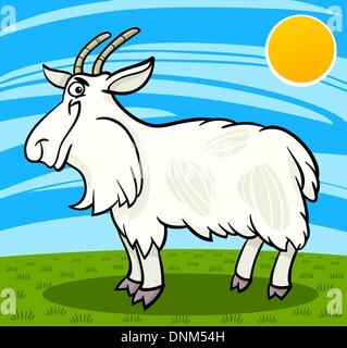 Cartoon Illustration de bande dessinée drôle Hairy Goat Farm Animal Illustration de Vecteur