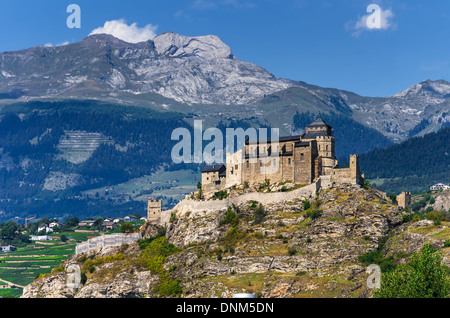 Sion, Suisse. Notre-Dame de Valère, église fortifiée dans le canton du Valais, construite au 12ème siècle. Banque D'Images