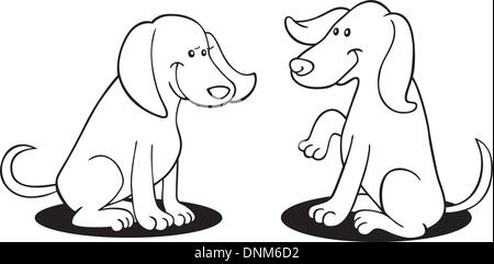 Illustration de deux chiens pour Coloring Book Illustration de Vecteur