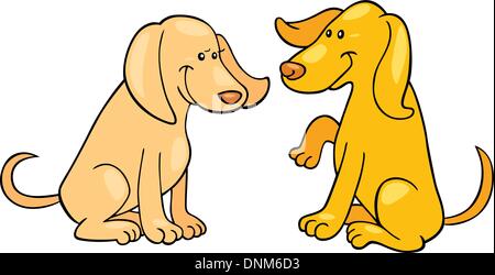 Cartoon illustration de deux chiens mignon Illustration de Vecteur