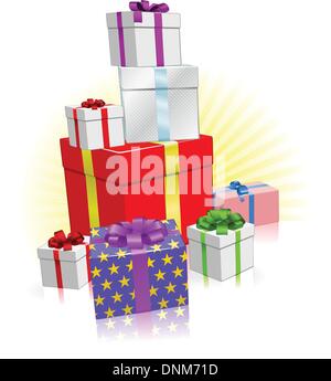 Pile de cadeaux emballés pour Noël, anniversaire ou autre célébration Illustration de Vecteur