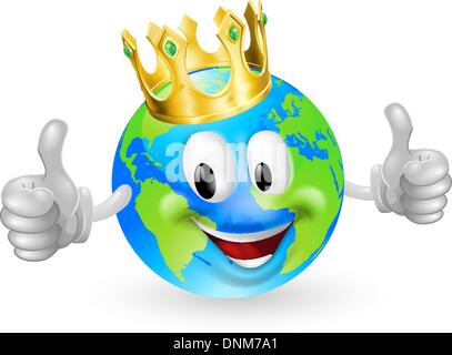 Illustration d'un mignon heureux roi du monde mascot man smiling et donner un coup de pouce Illustration de Vecteur