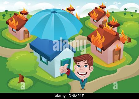 Un vecteur illustration de chambre en feu pour concept d'assurance maison Illustration de Vecteur