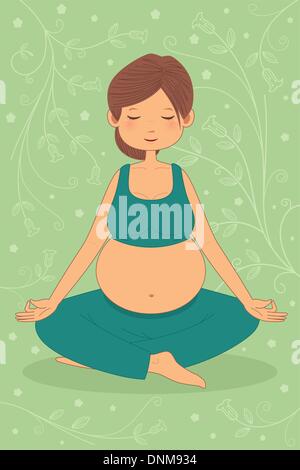 Un vecteur illustration de beautiful pregnant woman doing yoga exercice Illustration de Vecteur