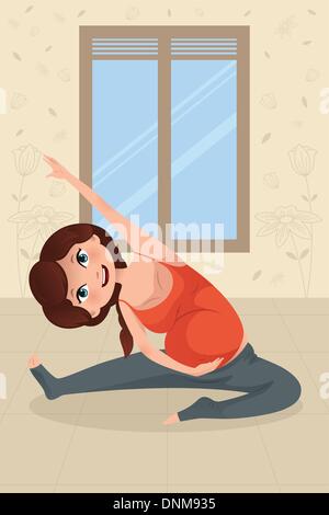 Un vecteur illustration de beautiful pregnant woman doing yoga exercice Illustration de Vecteur