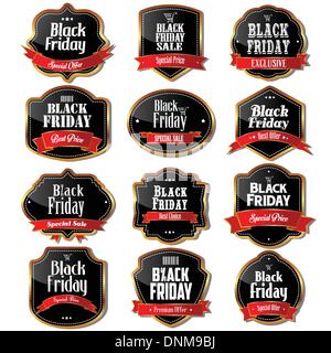 Un vecteur illustration de vendredi noir vente conceptions d'étiquette Illustration de Vecteur