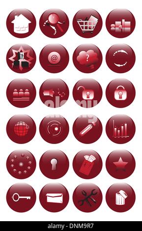 Un vecteur illustration de l'ensemble des icônes rouges pour les sites web Illustration de Vecteur