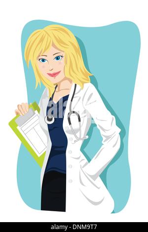 Un vecteur illustration d'une femme médecin Illustration de Vecteur