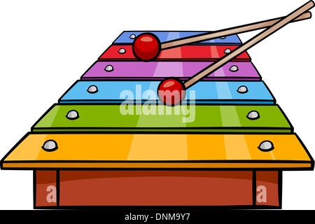 Cartoon Illustration de xylophone avec des bâtons Clip Art Illustration de Vecteur