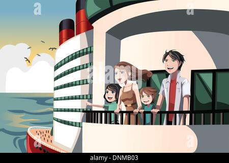 Un vecteur illustration d'une famille sur un voyage de croisière Illustration de Vecteur