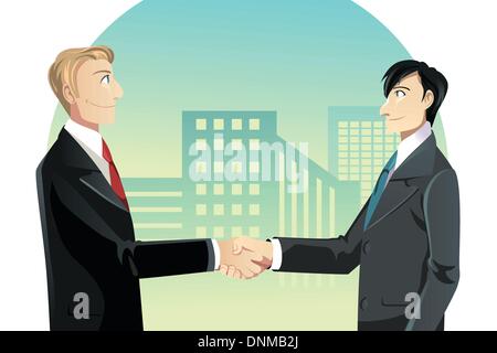 Un vecteur illustration de deux businessmen shaking hands Illustration de Vecteur