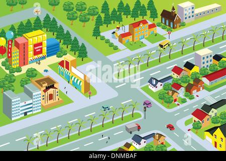 Un vecteur illustration de plan de ville Illustration de Vecteur