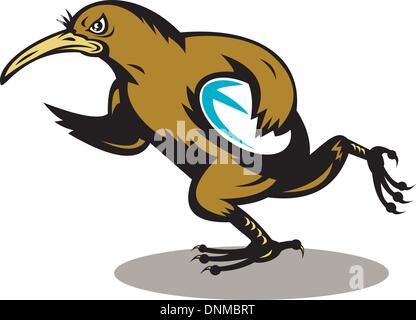 Illustration d'un joueur de rugby Kiwi exécute avec ball isolated on white Illustration de Vecteur