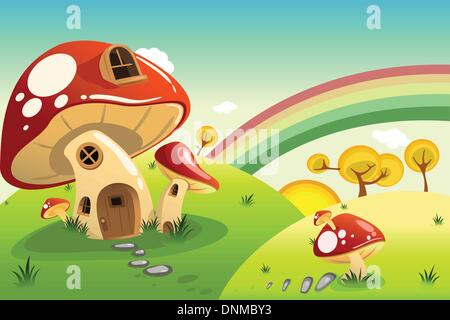 Un vecteur illustration de fantasy de champignons house Illustration de Vecteur