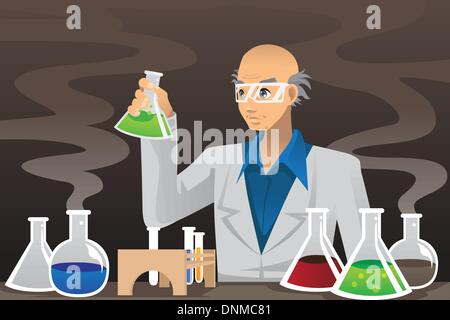 Un vecteur illustration d'un scientifique travaillant dans un laboratoire Illustration de Vecteur